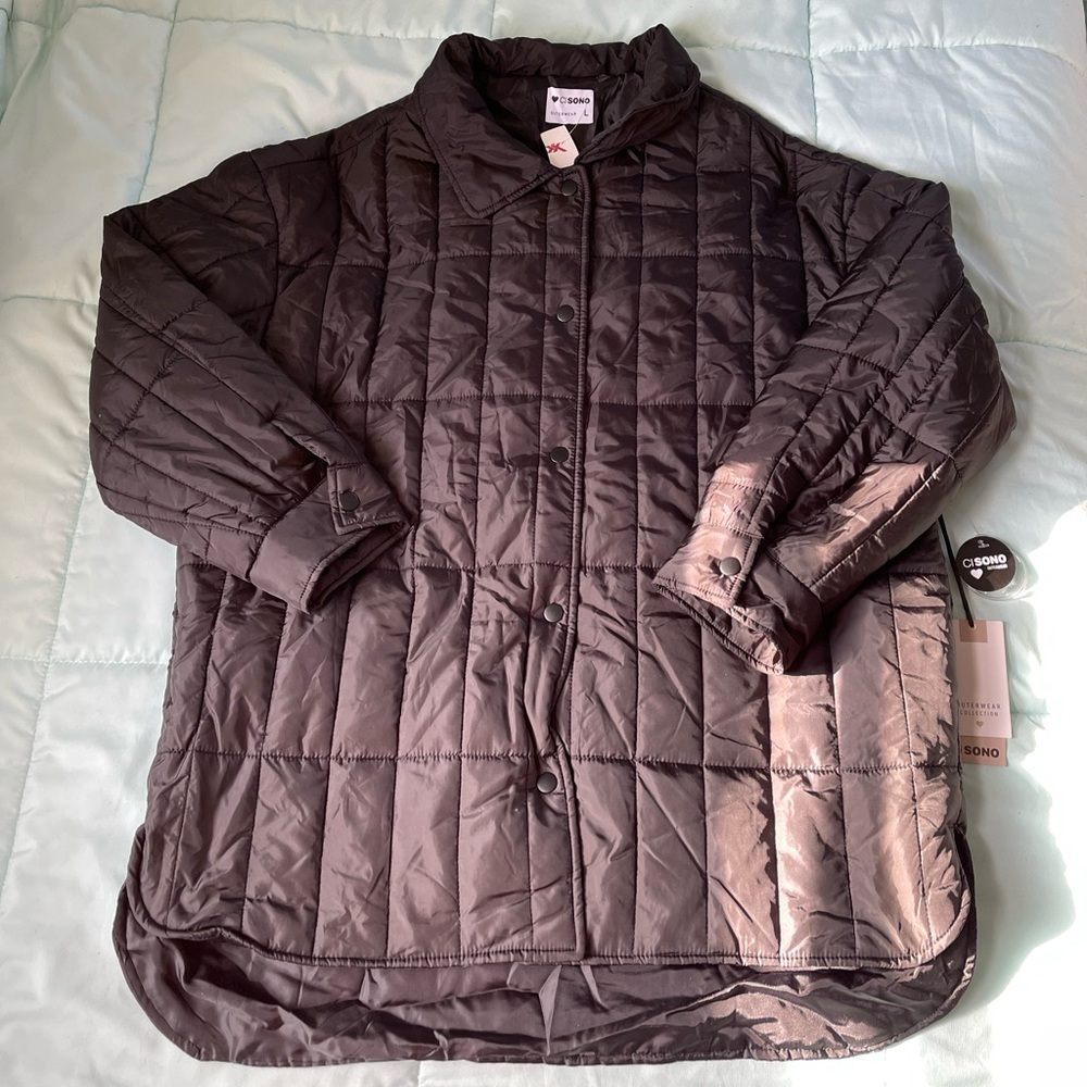 Cisino Black oversized collared coat